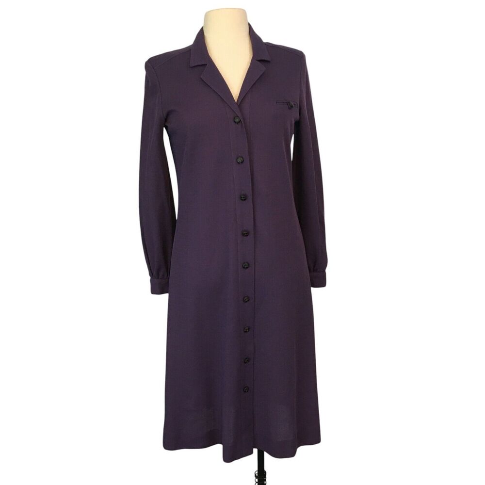 Butte Vintage 70s 80s Womens Plum Purple Knit Sheath Shift Dress,‎ 36 bust